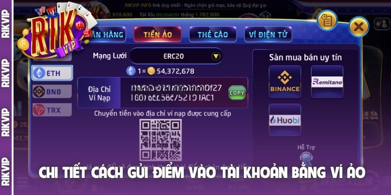 Chi tiết cách gửi điểm vào tài khoản bằng ví ảo