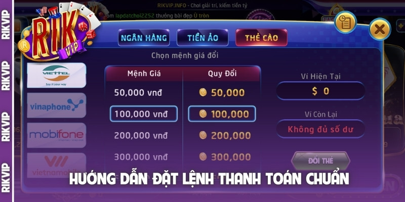 Hướng dẫn đặt lệnh thanh toán chuẩn