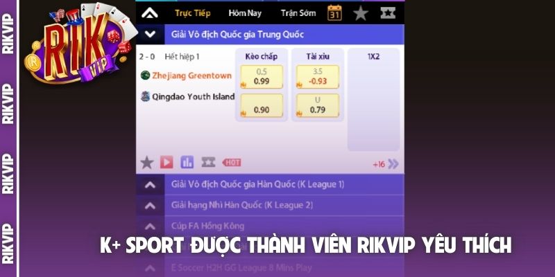 K+ Sport được thành viên Rikvip yêu thích