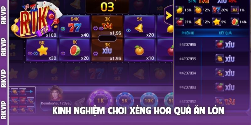 Kinh nghiệm chơi Xèng Hoa Quả ăn lớn