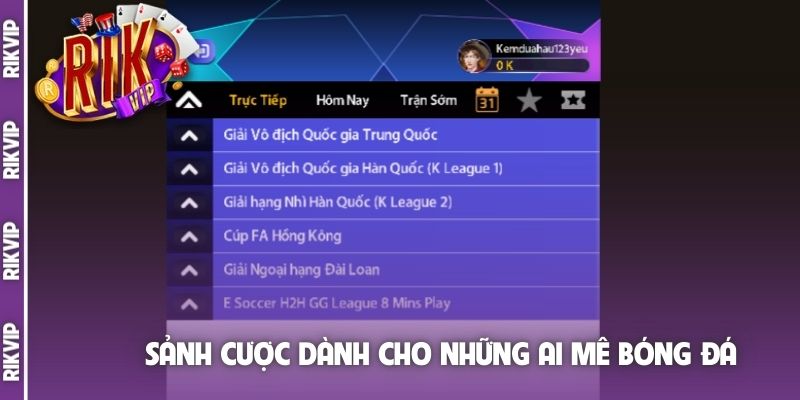 Sảnh cược dành cho những ai mê bóng đá