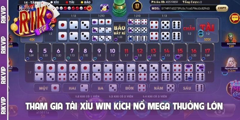 Tham gia Tài Xỉu Win kích nổ Mega thưởng lớn